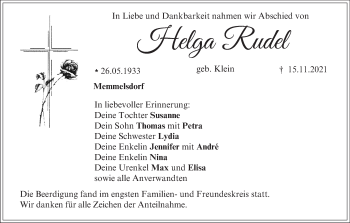 Anzeige von Helga Rudel von MGO