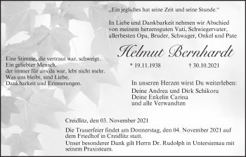 Anzeige von Helmut Bernhardt von MGO