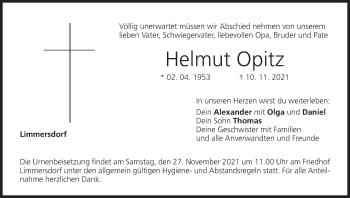Anzeige von Helmut Opitz von MGO
