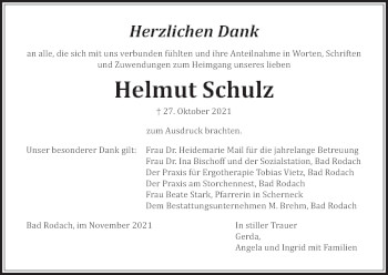 Anzeige von Helmut Schulz von MGO