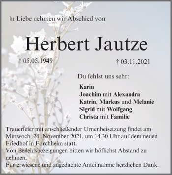 Anzeige von Herbert Jautze von MGO