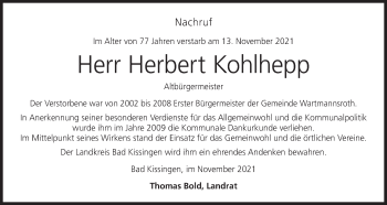 Anzeige von Herbert Kohlhepp von MGO