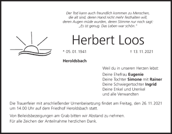 Anzeige von Herbert Loos von MGO