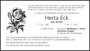 Anzeige von Herta Eck von MGO