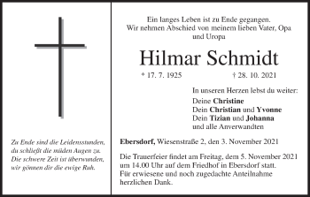 Anzeige von Hilmar Schmidt von MGO