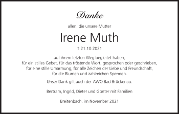Anzeige von Irene Muth von MGO