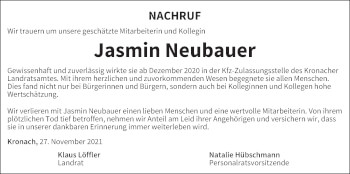 Anzeige von Jasmin Neubauer von MGO