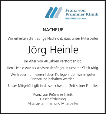 Anzeige von Jörg Heinle von MGO