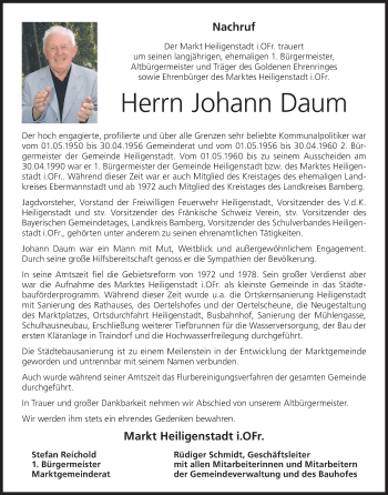 Anzeige von Johann Daum von MGO