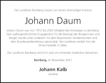 Anzeige von Johann Daum von MGO