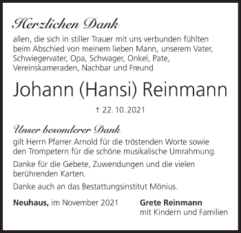 Anzeige von Johann Reinmann von MGO