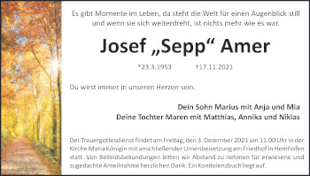 Anzeige von Josef Amer von MGO