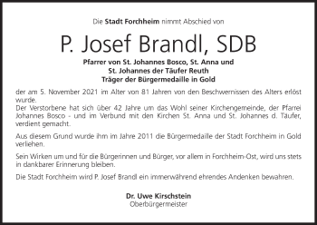 Anzeige von Josef Brandl von MGO