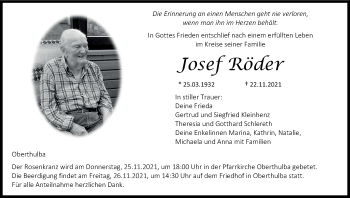 Anzeige von Josef Röder von MGO