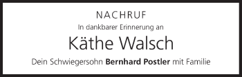 Anzeige von Käthe Walsch von MGO