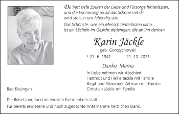 Anzeige von Karin Jäckle von MGO