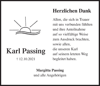 Anzeige von Karl Passing von MGO