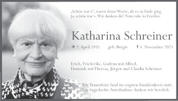 Anzeige von Katharina Schreiner von MGO