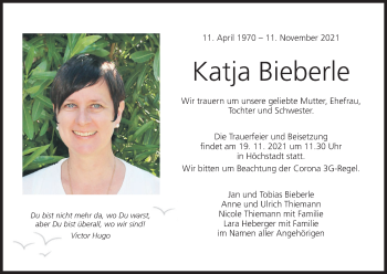 Anzeige von Katja Bieberle von MGO