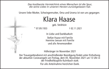 Anzeige von Klara Haase von MGO