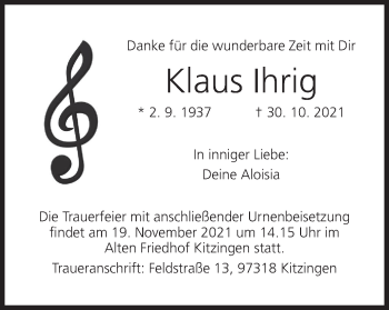 Anzeige von Klaus Ihrig von MGO