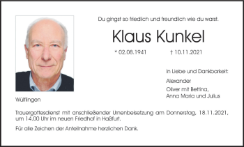 Anzeige von Klaus Kunkel von MGO