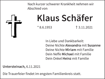 Anzeige von Klaus Schäfer von MGO