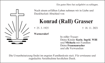 Anzeige von Konrad Grasser von MGO