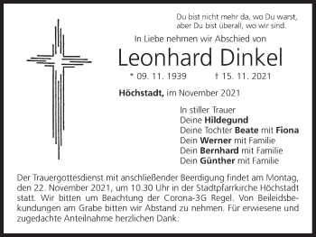 Anzeige von Leonhard Dinkel von MGO