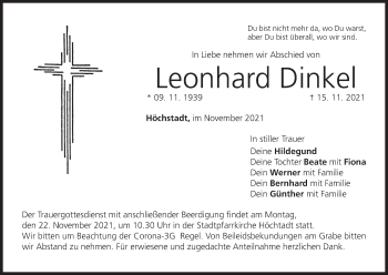Anzeige von Leonhard Dinkel von MGO
