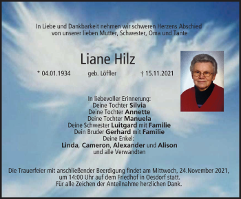 Anzeige von Liane Hilz von MGO