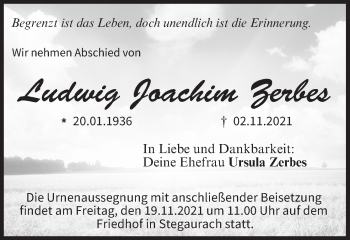 Anzeige von Ludwig Joachim Zerbes von MGO
