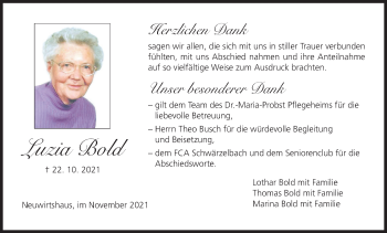 Anzeige von Luzia Bold von MGO