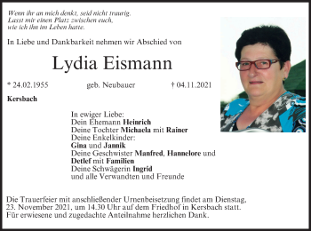 Anzeige von Lydia Eismann von MGO