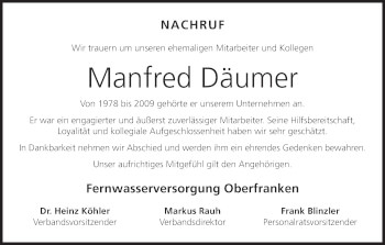 Anzeige von Manfred Däumer von MGO