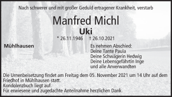 Anzeige von Manfred Michl von MGO