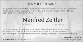Anzeige von Manfred Zeltler von MGO