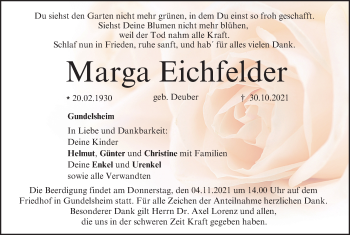 Anzeige von Marga Eichfelder von MGO