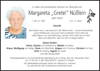 Anzeige von Margareta Nüßlein von MGO