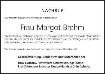 Anzeige von Margot Brehm von MGO