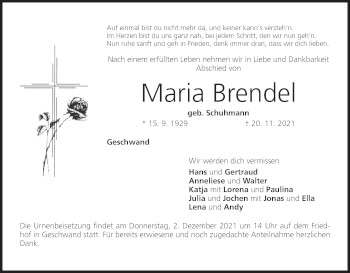 Anzeige von Maria Brendel von MGO