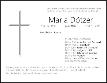 Anzeige von Maria Dötzer von MGO