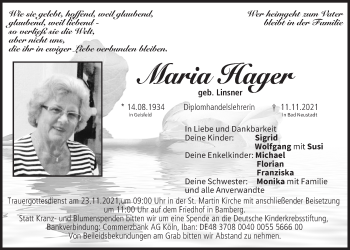 Anzeige von Maria Hager von MGO