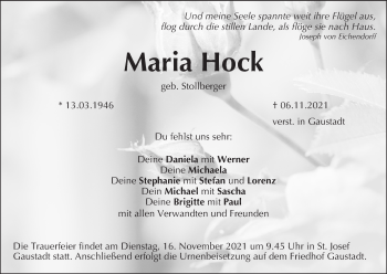 Anzeige von Maria Hock von MGO
