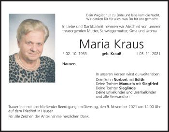 Anzeige von Maria Kraus von MGO