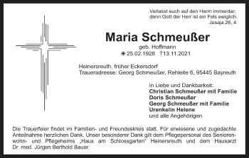 Anzeige von Maria Schmeußer von MGO