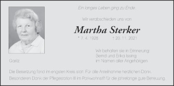Anzeige von Martha Sterker von MGO
