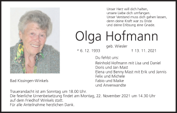 Anzeige von Olga Hofmann von MGO