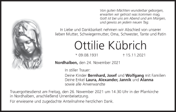 Anzeige von Ottilie Kübrich von MGO