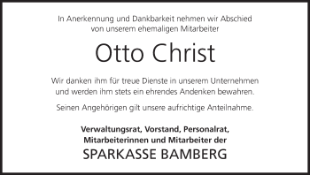 Anzeige von Otto Christ von MGO